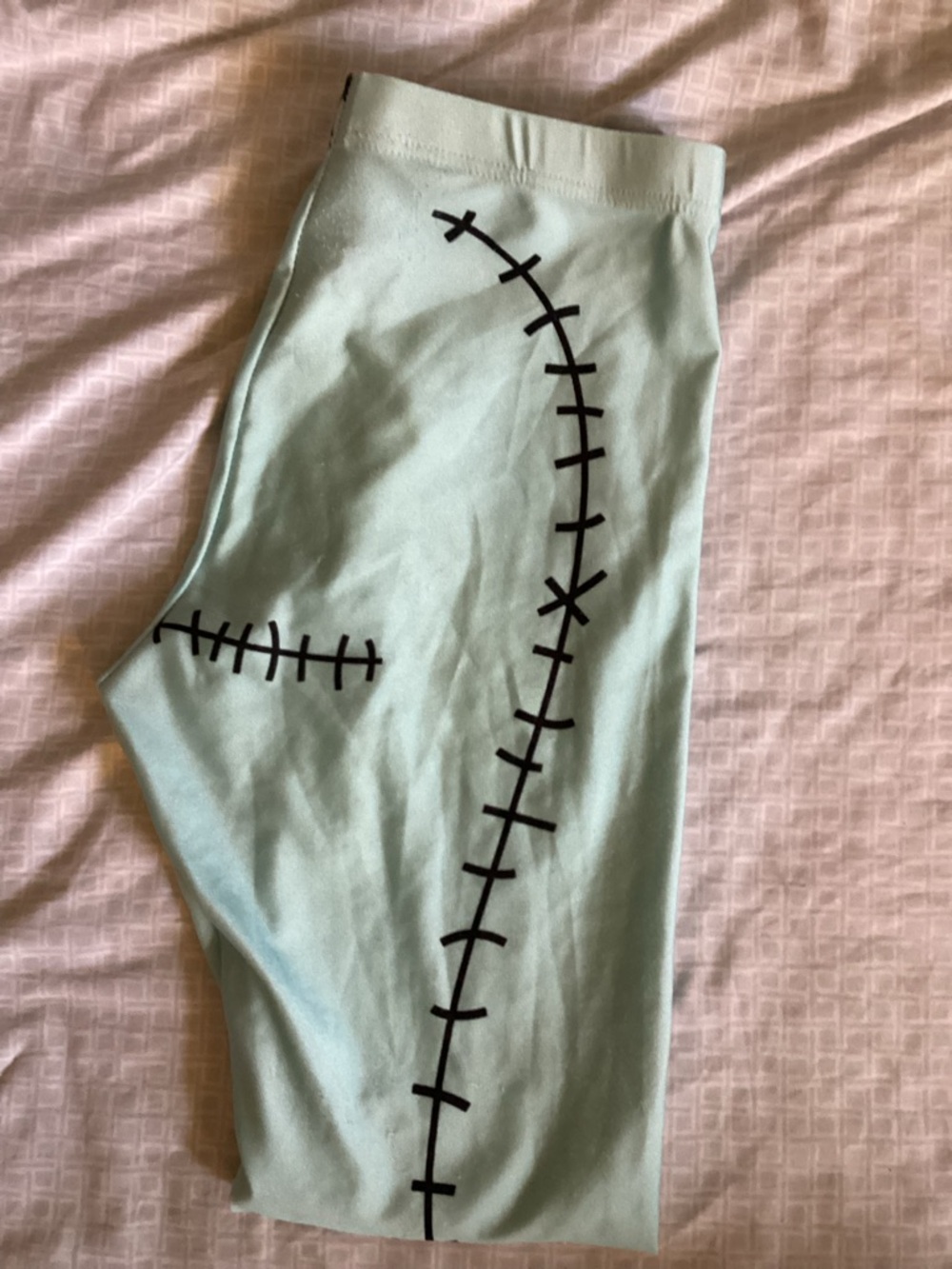 Mint Leggings with Black Stitch Graphic